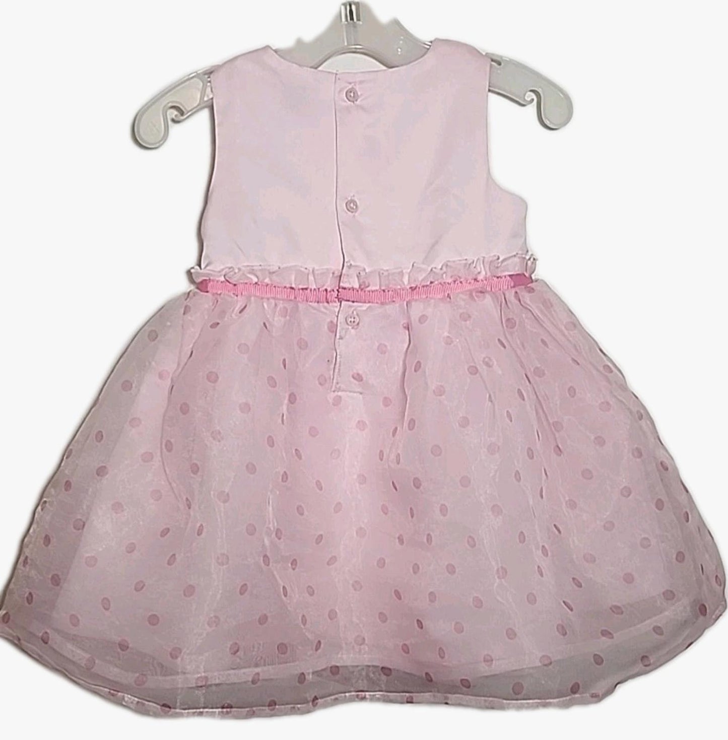 Just One You By Carters Pink Sheer Polka Dot Chiffon Dress Sz 12m