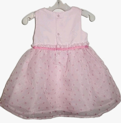 Just One You By Carters Pink Sheer Polka Dot Chiffon Dress Sz 12m