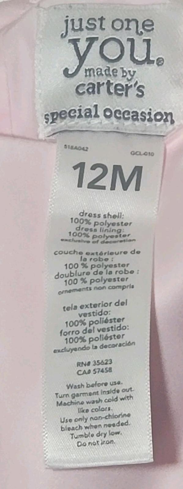 Just One You By Carters Pink Sheer Polka Dot Chiffon Dress Sz 12m