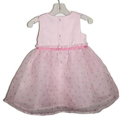 Just One You By Carters Pink Sheer Polka Dot Chiffon Dress Sz 12m